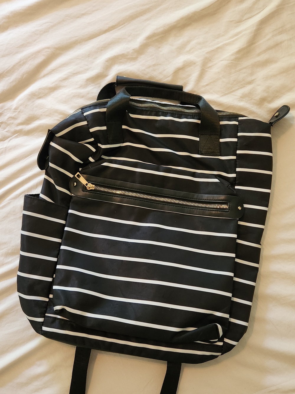A New Day Black and White Striped Backpack